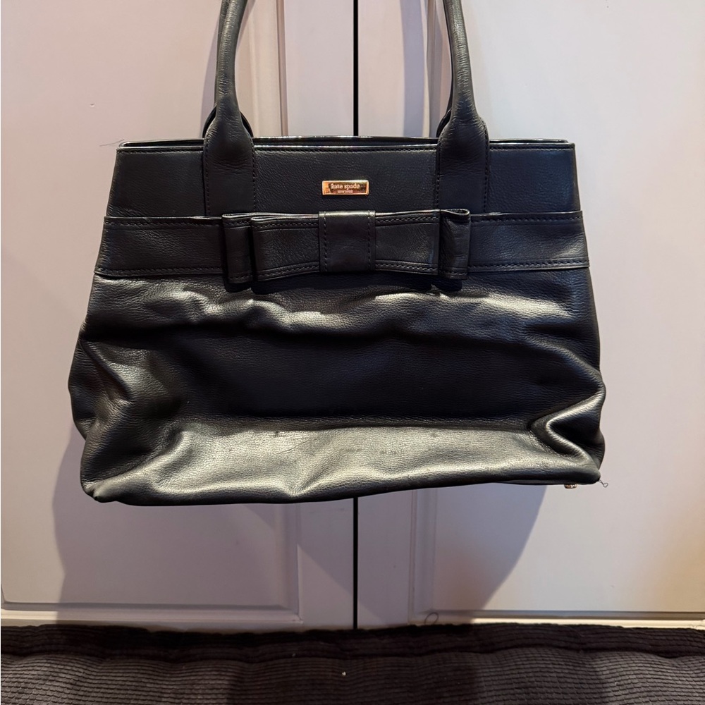 kate spade Black Leather Bow-Accent Tote